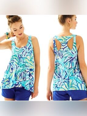 Lily Pulitzer Monterrey Tank Racer Back Top 100% Pima Cotton  Size Small